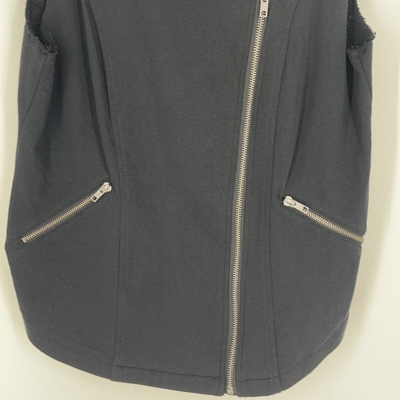 Silence + Noise black zipper fringe vest with collar front zipper pockets medium - Picture 3 of 9